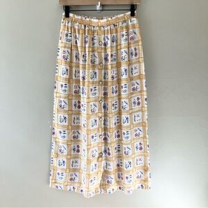 VINTAGE Floral Grid Maxi Skirt